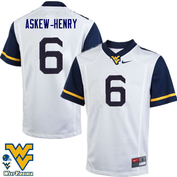 NCAA Men's Dravon Askew-Henry West Virginia Mountaineers White #6 Nike Stitched Football College Authentic Jersey EW23G40BE